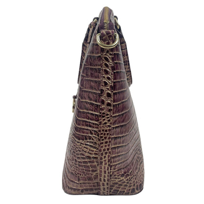 Brahmin Large Duxbury Satchel Bag Port Ombre Melbourne Purple Leather Croc