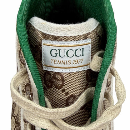 Gucci GG 1977 Tennis Sneakers Lace Up Beige Ebony Original Size 11.5/ 12