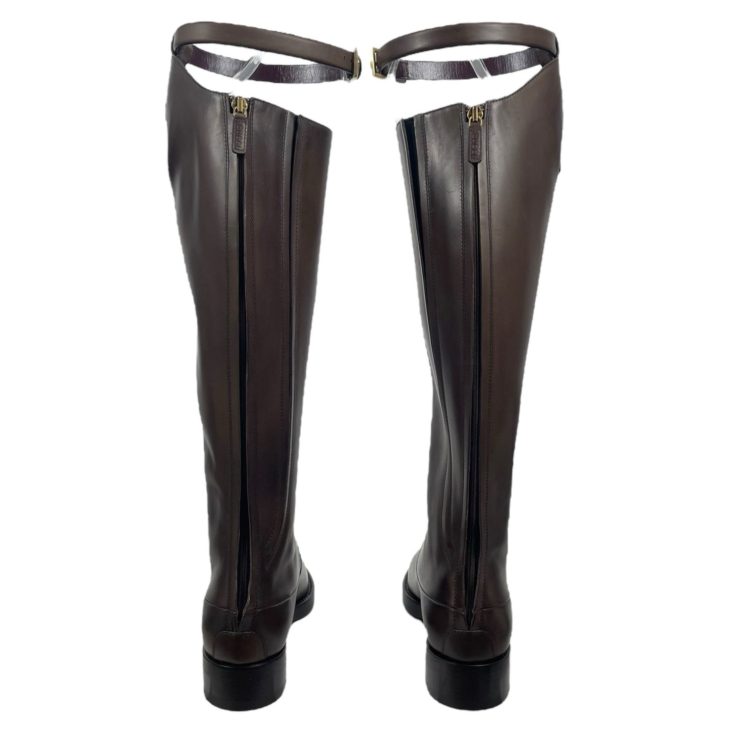 Gucci Victoria Equestrian Leather Tall Riding Boots Dark Brown Size 37