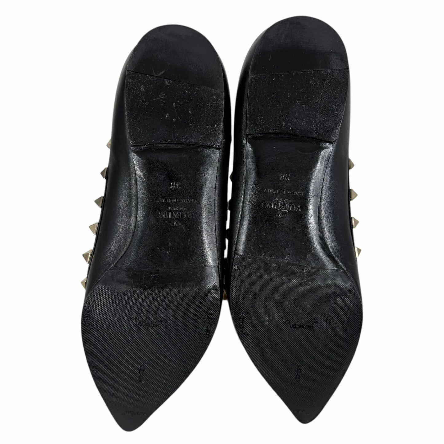 Valentino Garavani Rockstud Caged Leather Ballet Flats Black Size 38
