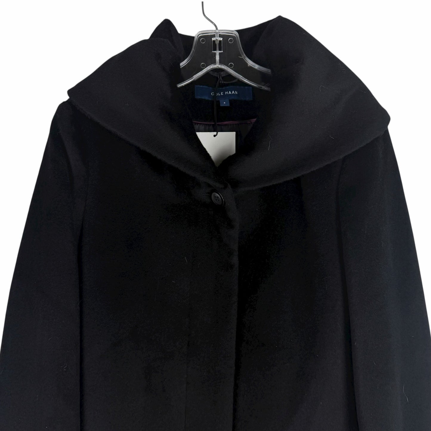 Cole Haan Single Breasted Wool Blend Long Coat Black Size 8