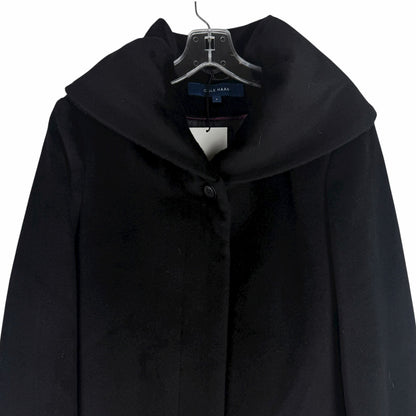 Cole Haan Single Breasted Wool Blend Long Coat Black Size 8