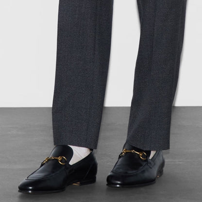 Gucci Jordaan Loafers Black Leather Gold Horsebit Men Size 8.5/ 9