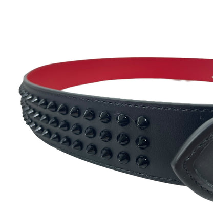 Christian Louboutin Loubi Spike Logo Leather Belt Black Men Size 105/42