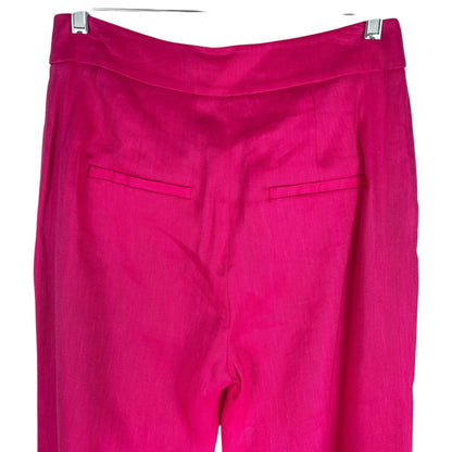Veronica Beard Robinne Wide Leg Linen Blend Pants Fuchsia Pink Size 8