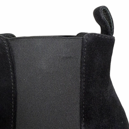 Chanel Interlocking CC Logo Heel Chain Suede Ankle Boots Black Size 40