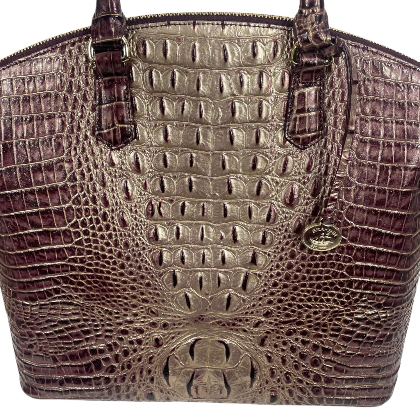 Brahmin Large Duxbury Satchel Bag Port Ombre Melbourne Purple Leather Croc
