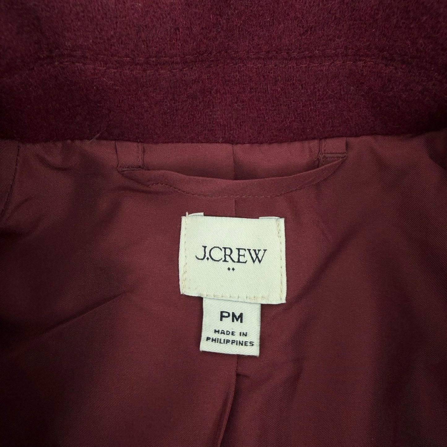 J. Crew Cropped Wool Blend Swing Coat Vintage Burgundy Size M Petite