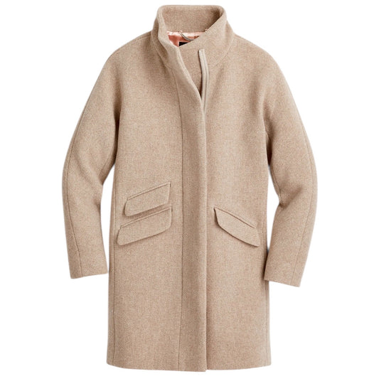 J. Crew Cocoon Coat in Italian Stadium Cloth Wool Blend Tan Size 0
