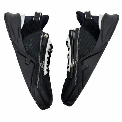 Fendi Flow Sneakers Zucca FF Logo Monogram Black White Size 11/ US 12