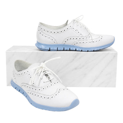 Cole Haan Zerogrand Wingtip Leather Oxford Shoes Lace Up Blue Size 8B