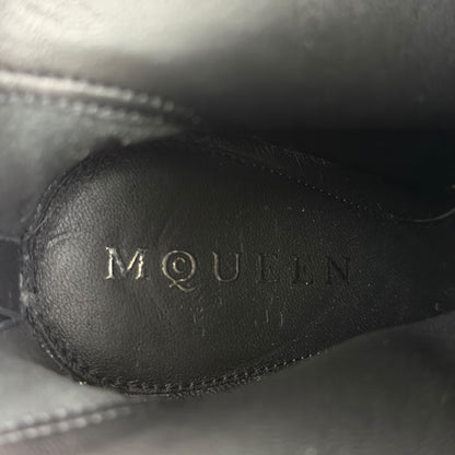Alexander McQueen Heron Buckle Leather Heeled Boot Black Size 38