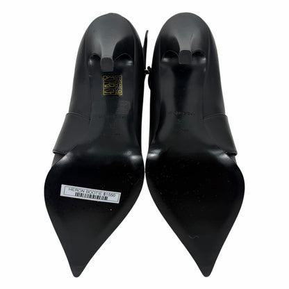Alexander McQueen Heron Buckle Leather Heeled Boot Black Size 38
