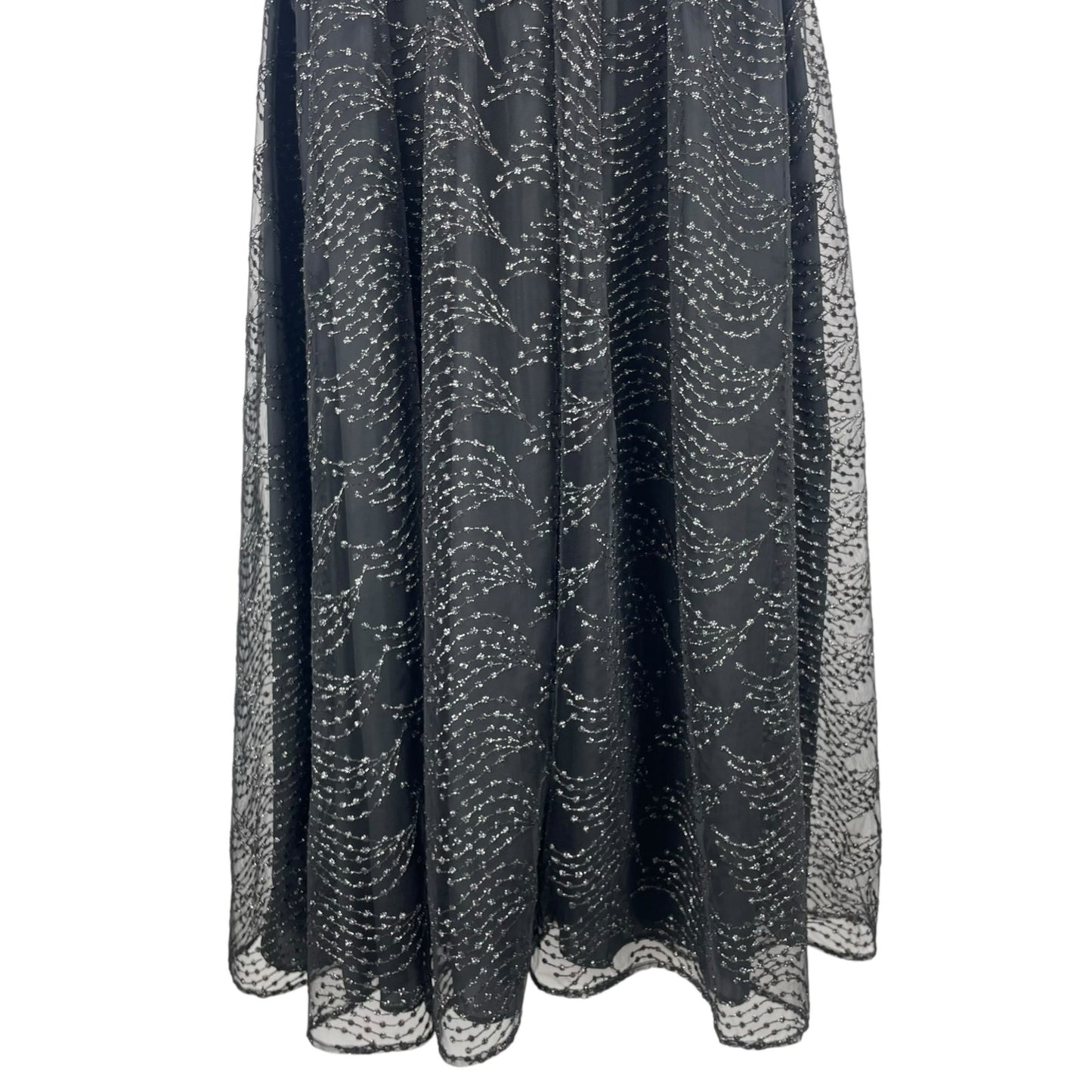 Shoshanna Olivia Metallic Scallope Mesh Halter Neck Black Dress Size 2