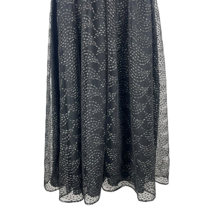 Shoshanna Olivia Metallic Scallope Mesh Halter Neck Black Dress Size 2