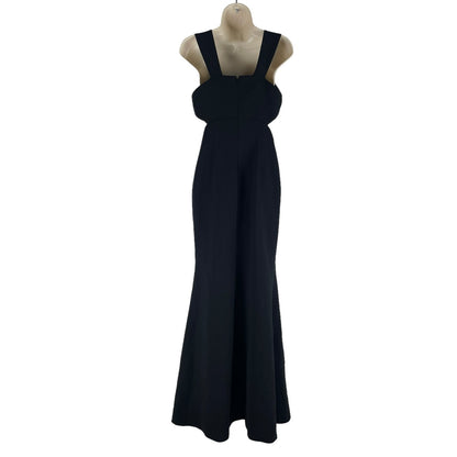 Jill Stuart Square Neck Waist Cut Out Evening Gown Maxi Dress Black Size 4