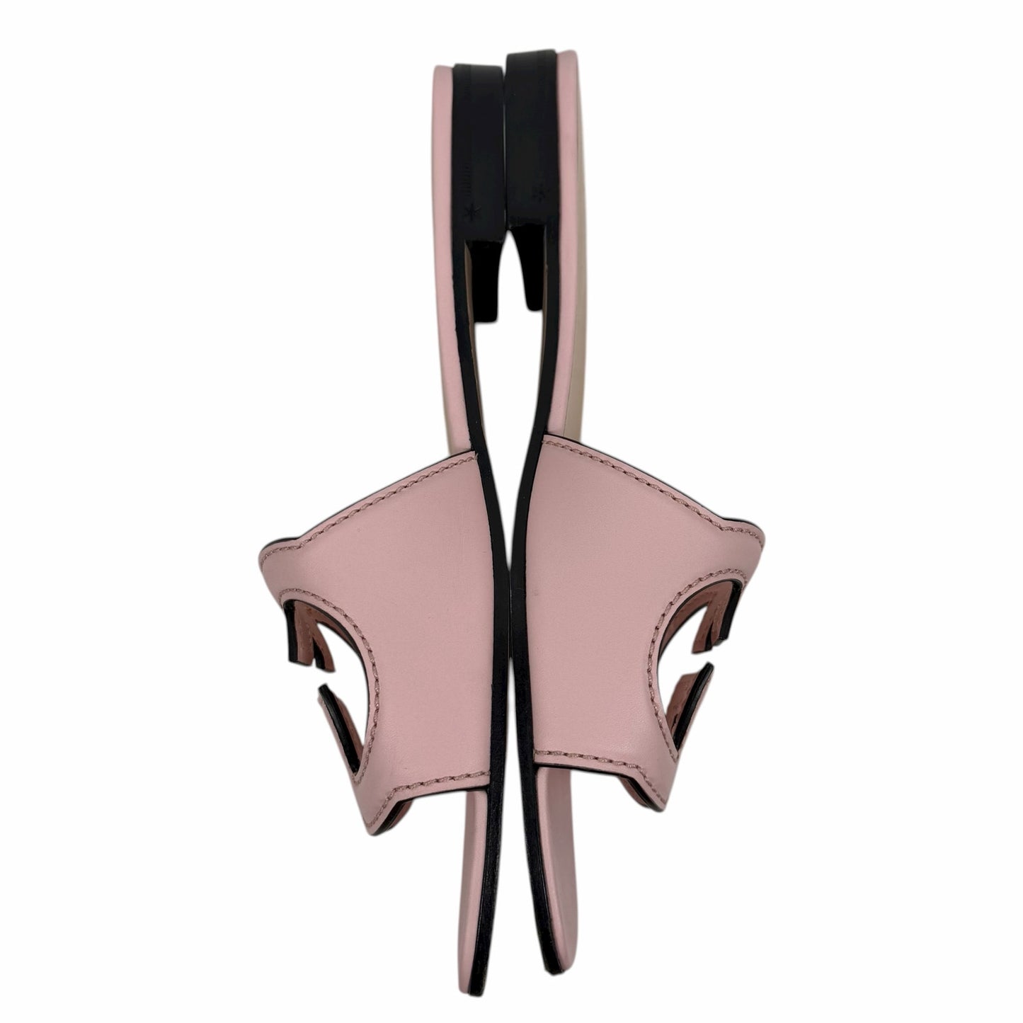 Gucci Interlocking G Cutout Leather Slide Flat Sandal Pink Size 37.5