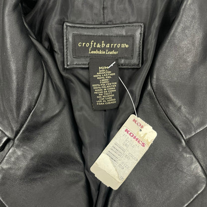Croft & Barrow Black Lambskin Leather Blazer Jacket 3 Buttons Size M