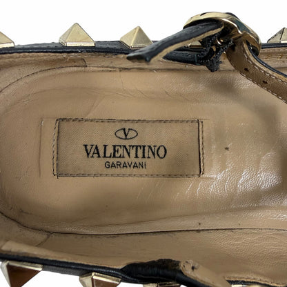 Valentino Garavani Rockstud Caged Leather Ballet Flats Black Size 38