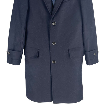 Lands' End Wool Blend Single Breasted Long Top Coat Black Men Size L Reg