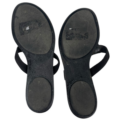Gucci Interlocking GG Logo Thong Sandal Slide Black Gold Size 41