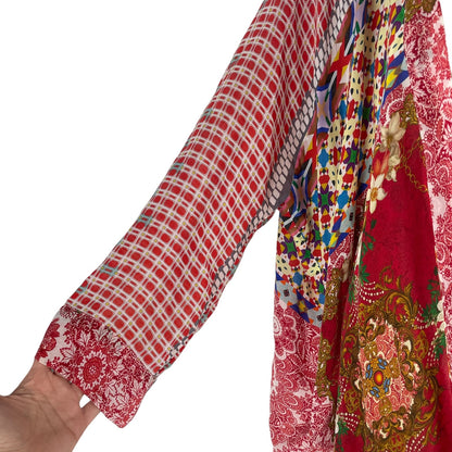 Johnny Was Dolce Mix Print Kimono Jacket Pockets Red Size XS