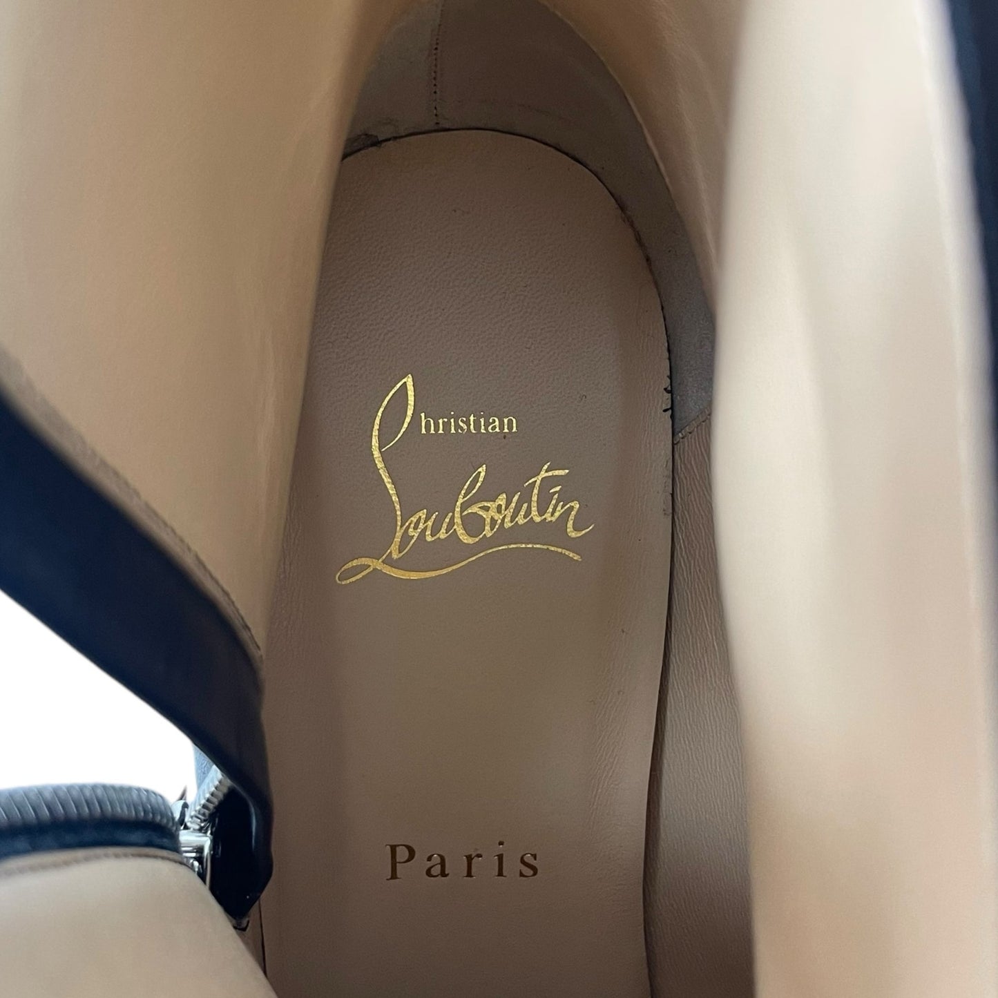 Christian Louboutin CL Zip 70 Calf Leather Ankle Boots Black Size 40