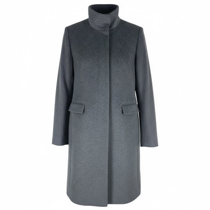 Ann Taylor Funnel Neck Wool Blend Tailored Coat Hidden Button Gray Size S