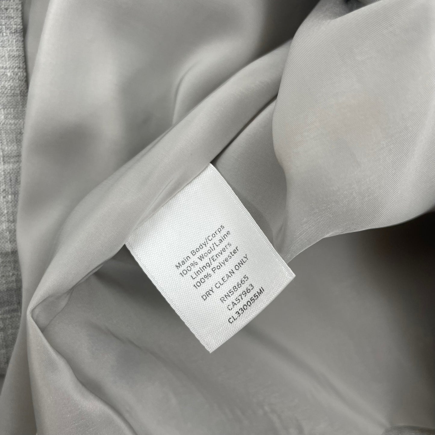 Classiques Entier Wool Blazer Jacket Suit One Button Light Gray Size 8