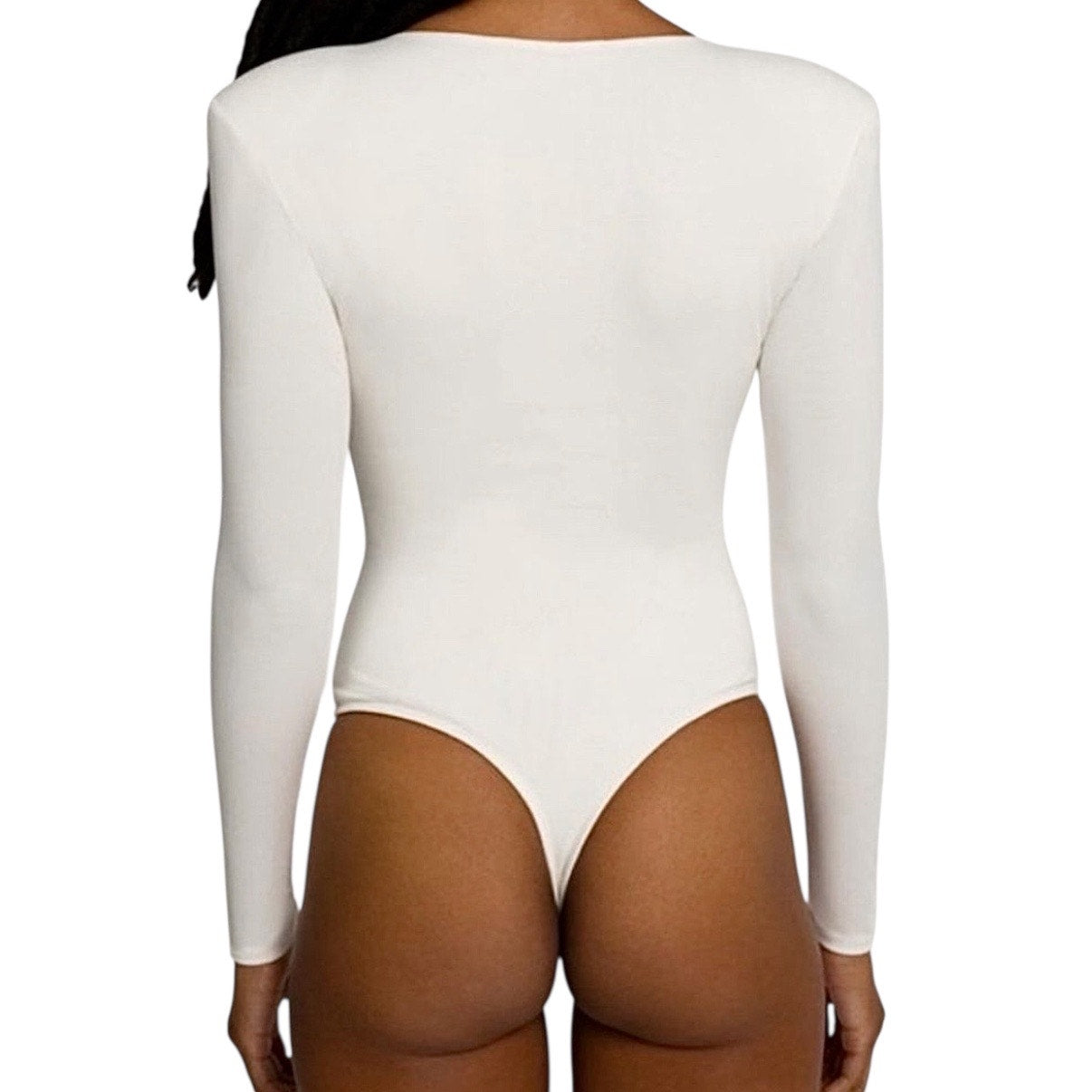 Good American Good Body Power Shoulder Bodysuit Ivory Size 5/ 2X