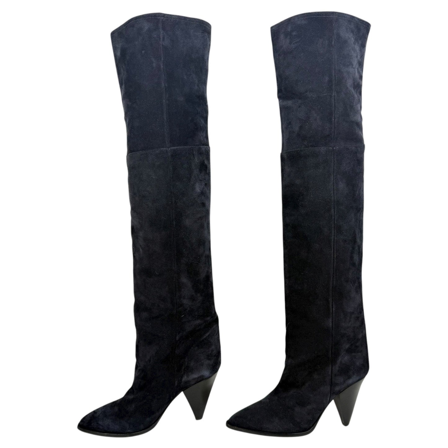 Isabel Marant Riria Suede Slouchy Tall Boots Midnight Blue Size 38