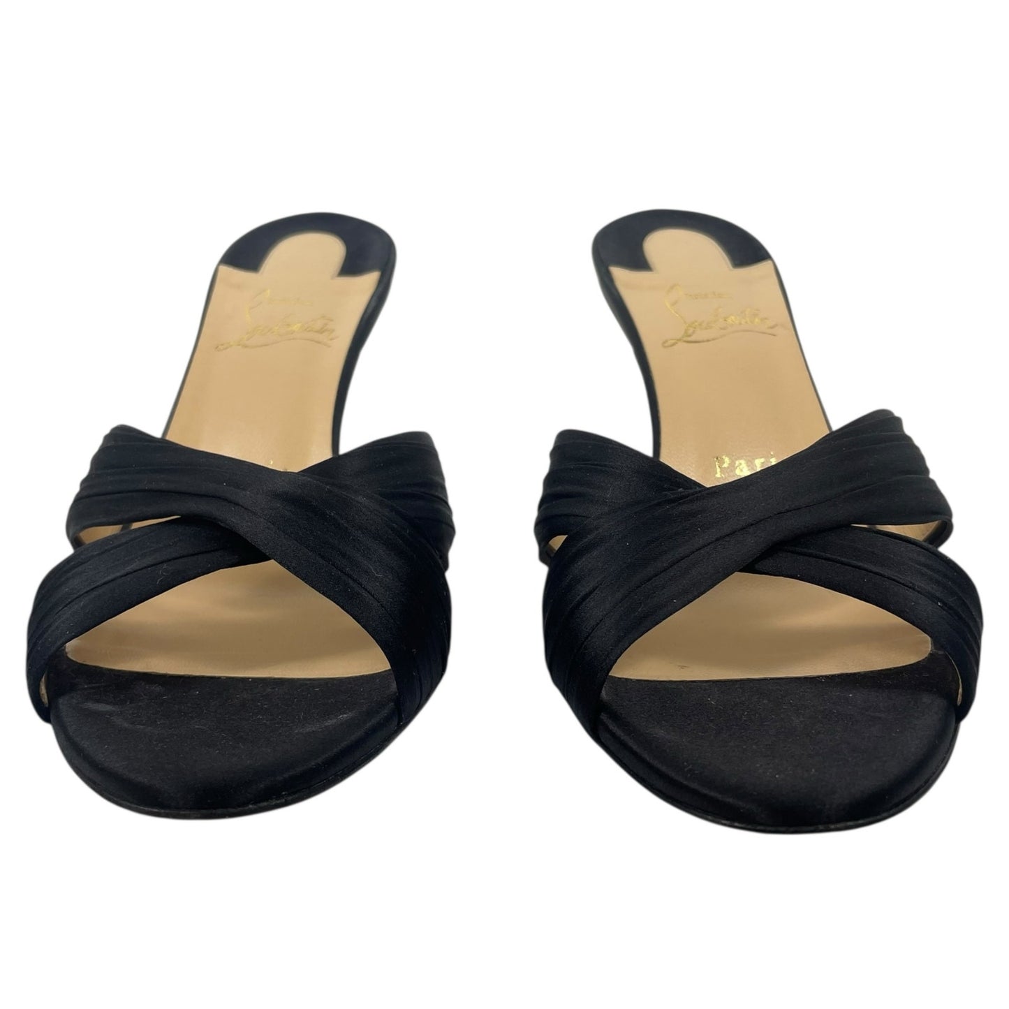 Christian Louboutin Nicol is Back 85 Crepe Satin Mule Sandal Size 37.5