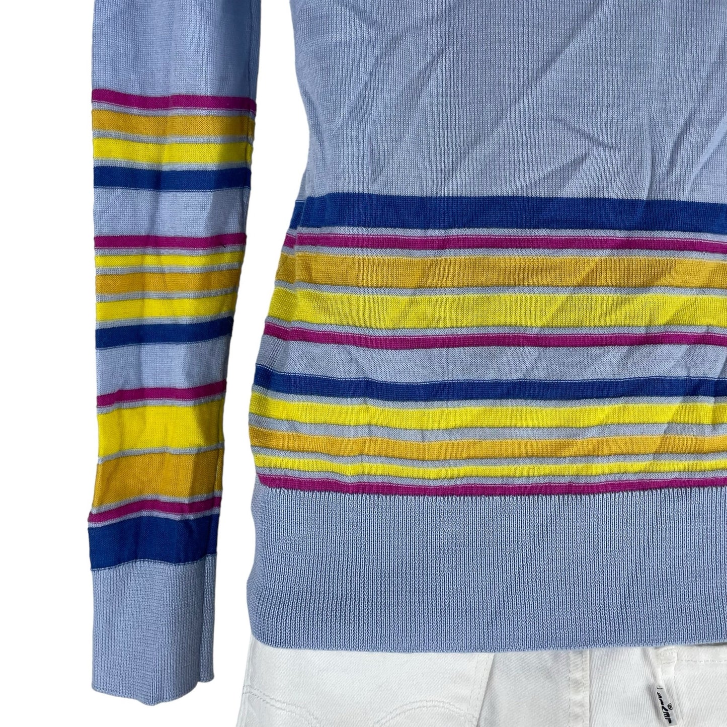 Derek Lam 10 Crosby Cashmere Silk Blend Striped Sweater Blue Size XS