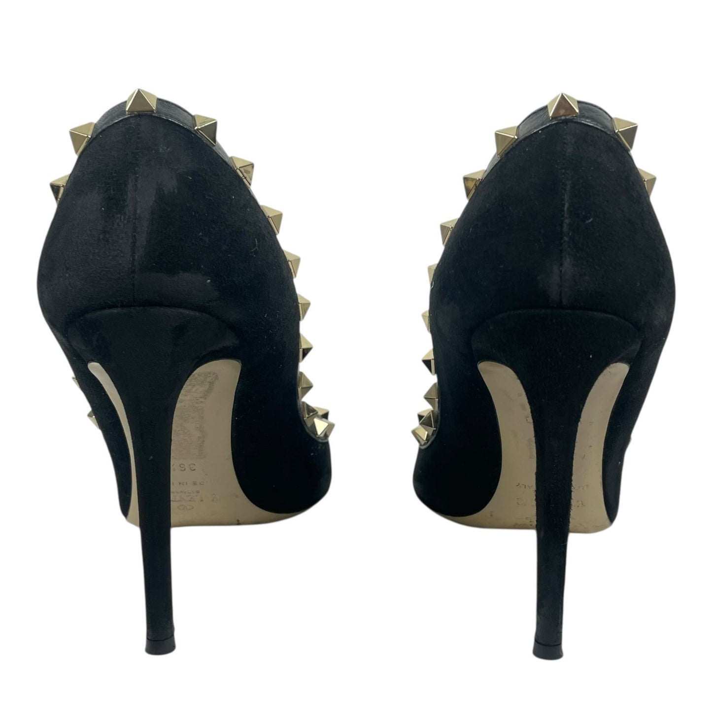 Valentino Garavani Black Rockstud Suede Pointed Toe Pump Size 36.5