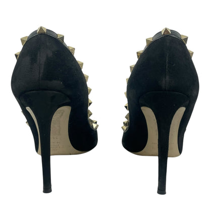 Valentino Garavani Black Rockstud Suede Pointed Toe Pump Size 36.5
