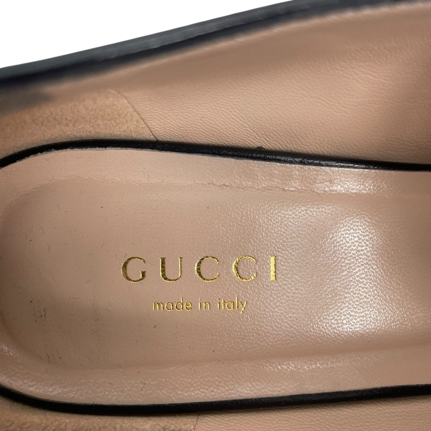Gucci Double GG Logo Square Toe Slip On Leather Loafer Black Size 38