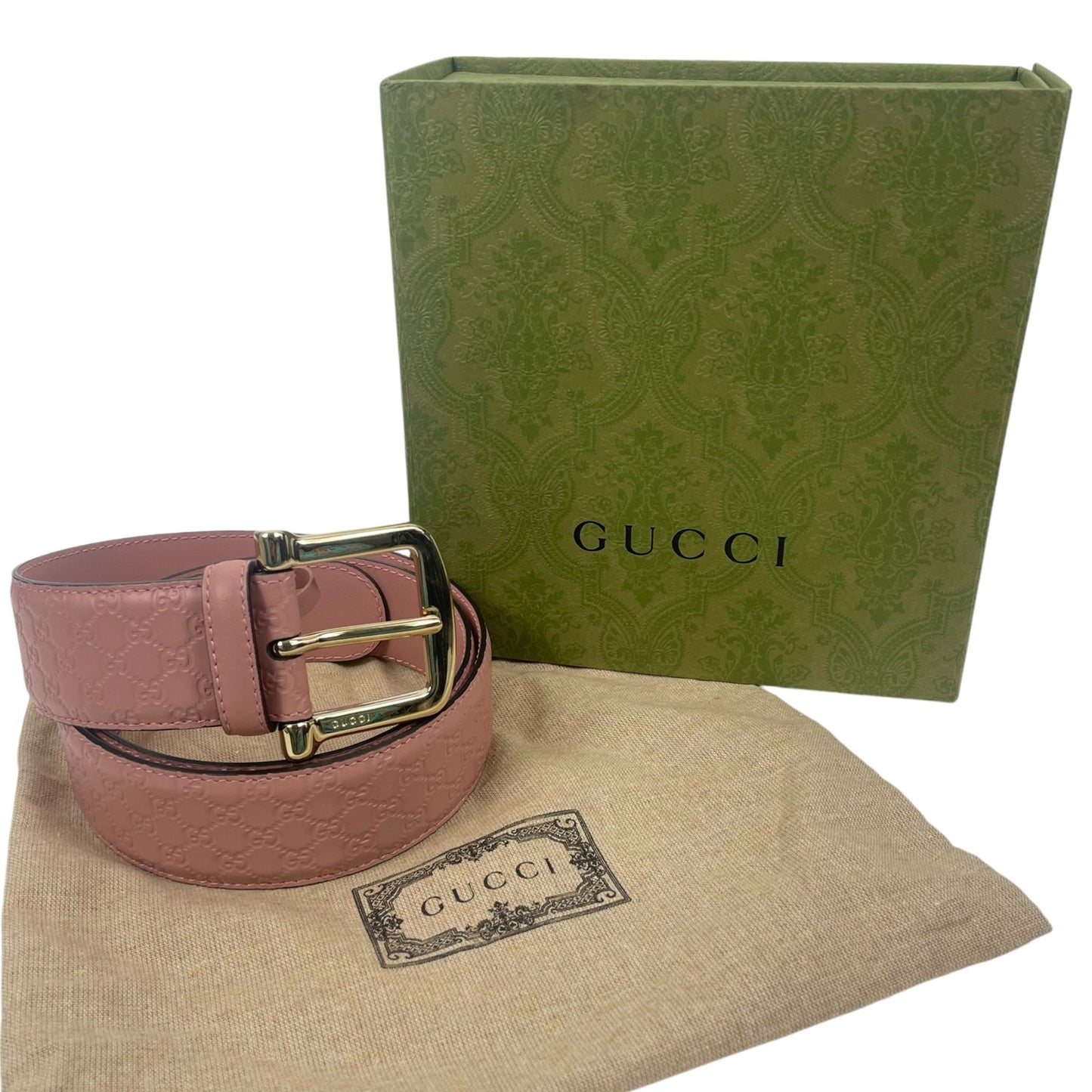 NEW Gucci Micro Guccissima Monogram Wide Leather Belt Pink Size 90/36