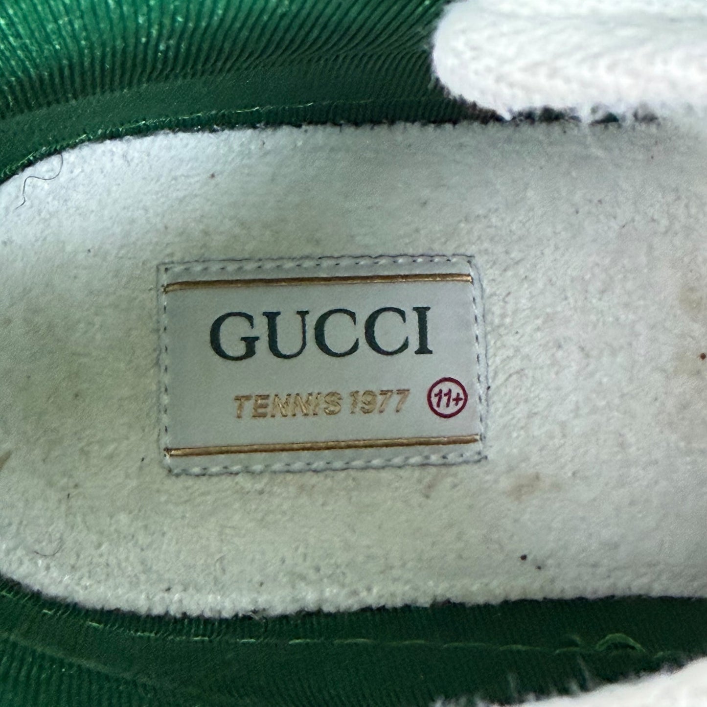 Gucci GG 1977 Tennis Sneakers Lace Up Beige Ebony Original Size 11.5/ 12