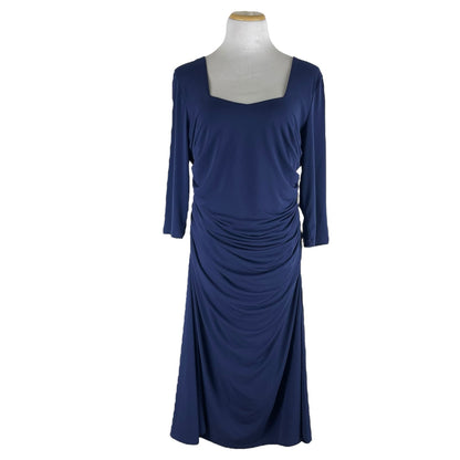 Kiyonna Square Neck Ruched Cocktail Dress Blue Plus Size Size 1/ 1X