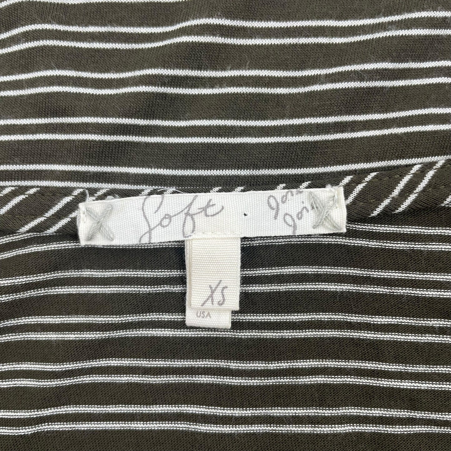Soft Joie 3/4 Dolman Sleeve V Neck Striped Casual Top Green Size XS
