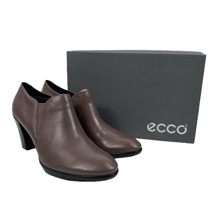 Ecco Shape 55 Plateau Stack Ankle Boots Leather Dark Brown Size 41