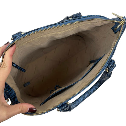 Brahmin Large Duxbury Satchel Bag Melbourne Blue Leather Croc