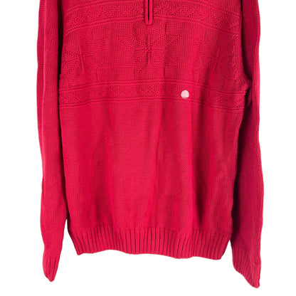 Chaps 1/4 Zip Lodge Snowflakes Pullover Sweater Cabin Red Size L