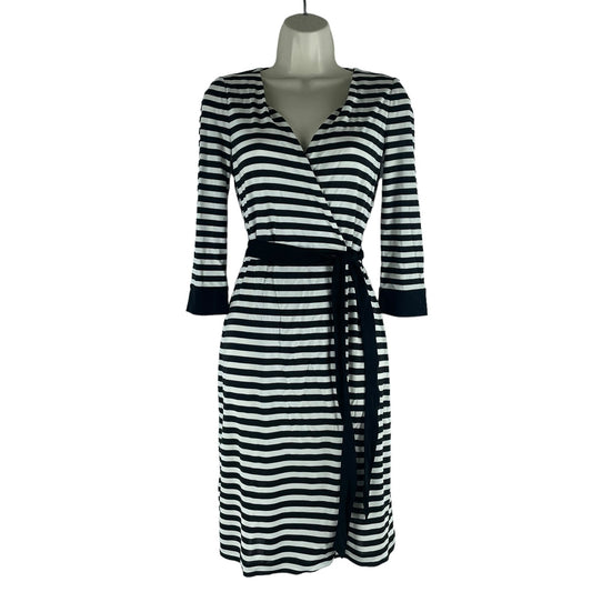 Diane Von Furstenberg New Julian Two Striped Wrap Dress Black White Size 0