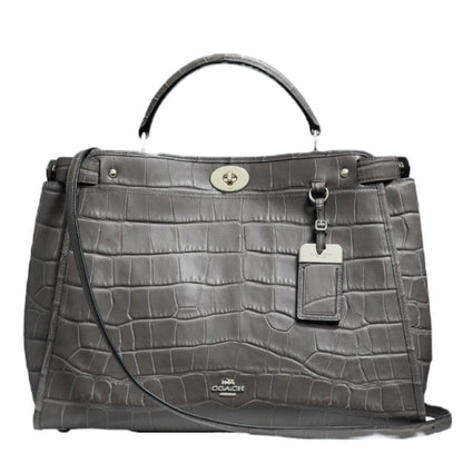 Coach Gramercy Leather Satchel Bag Crocodile Emboss Gray