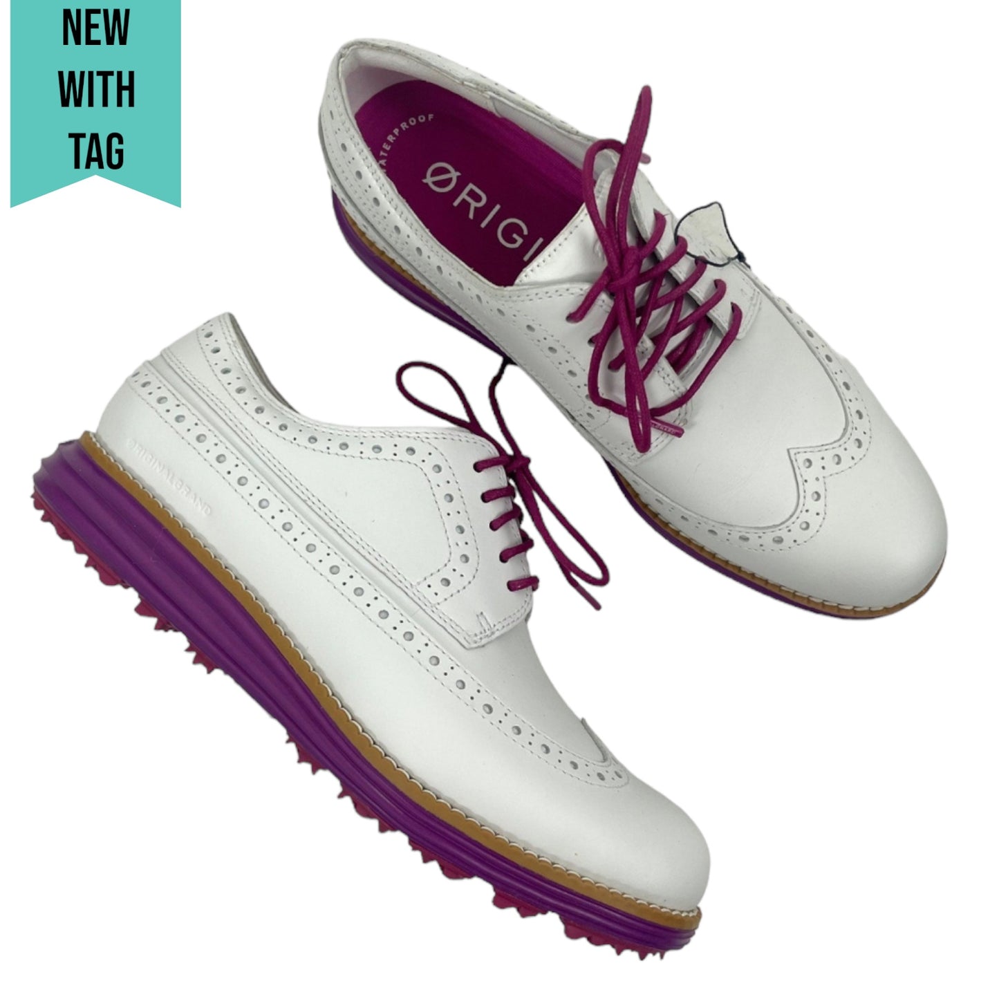 Cole Haan Original Grand Oxford Golf Shoes Waterproof White Size 7B