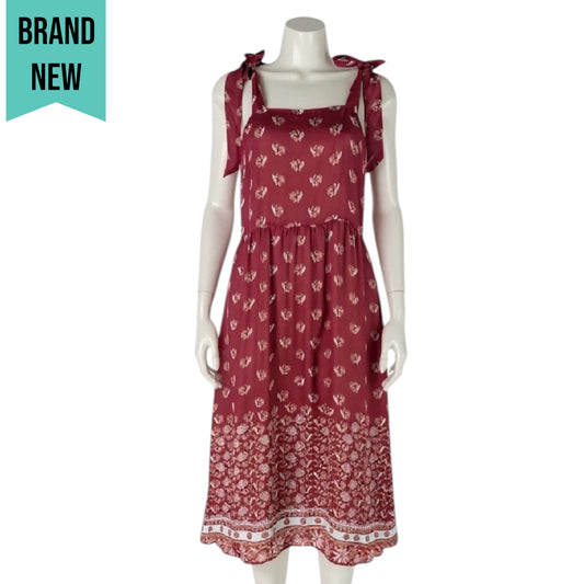 Tucker NYC Silk Shoulder Tie Camisole Sun Dress Clay Orange Size S