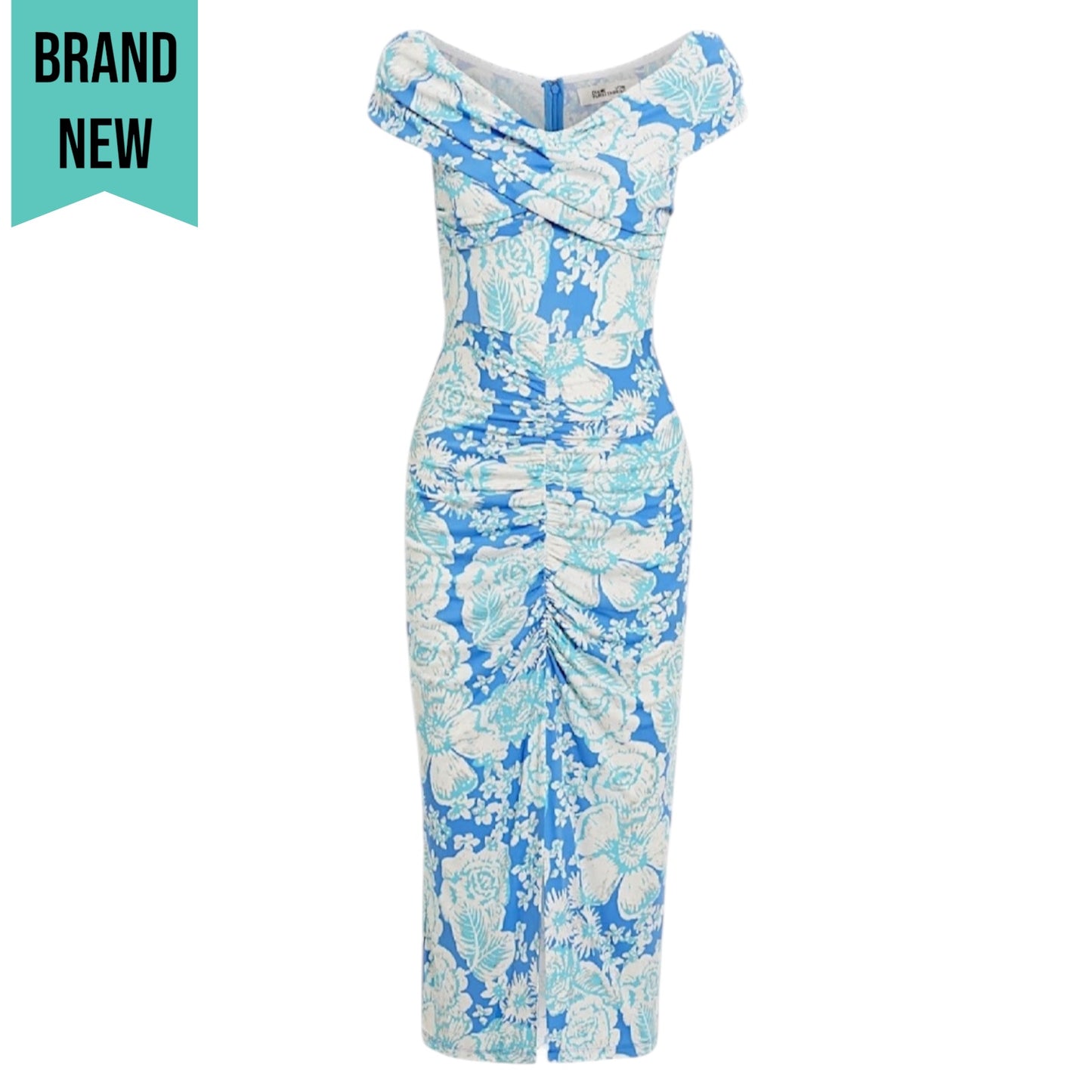 Diane von Furstenberg Stephen Off Shoulder Midi Dress Blue Size S