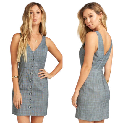 Show me Your Mumu Gray Arlette Plaid Mini Dress Button Front Size M