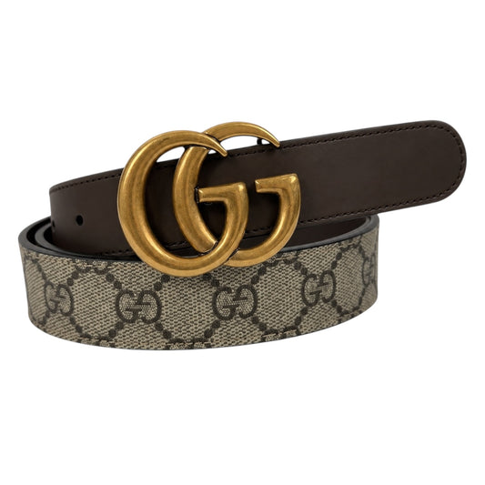 Gucci Canvas Monogram GG Buckle Supreme Leather Belt Brown Size 85cm/34"